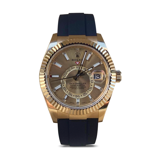 Rolex Sky-Dweller 18k Yellow Gold Oysterflex Champagne