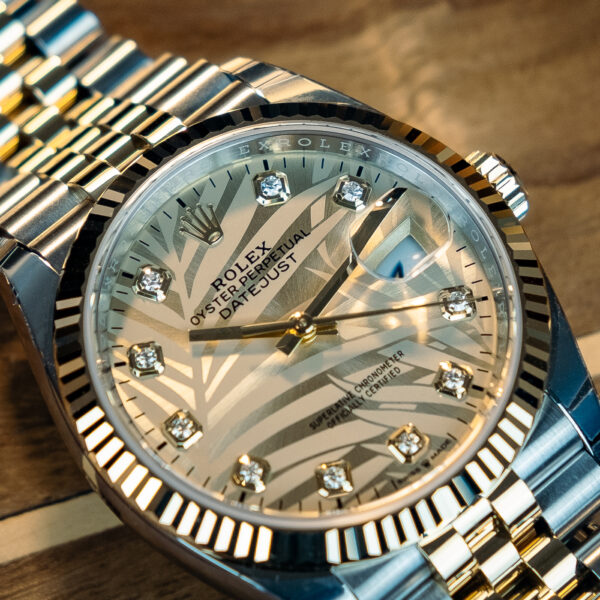Rolex Datejust 36 MM Yellow Gold Palm Dial Ref. M126233-0043
