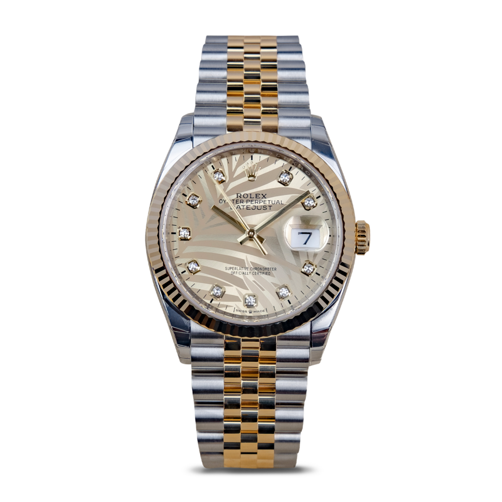 Rolex Datejust 36 MM Yellow Gold Palm Dial Ref. M126233-0043